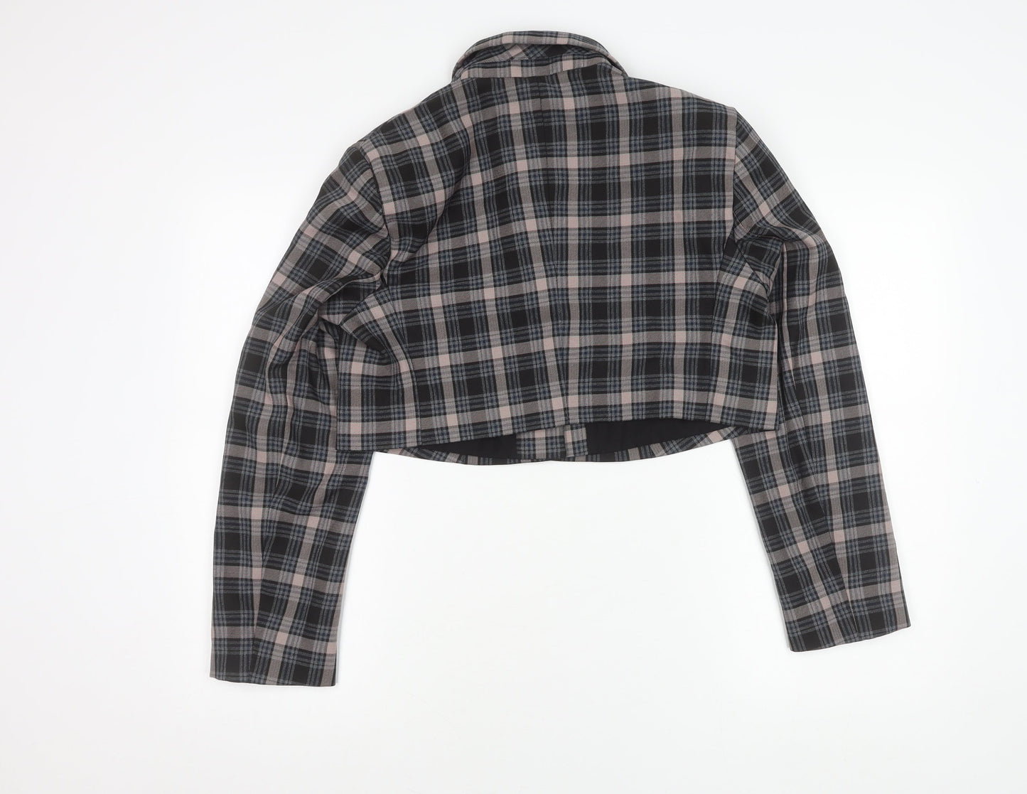 Primark Womens Multicoloured Plaid Cropped Suit Jacket Size 14