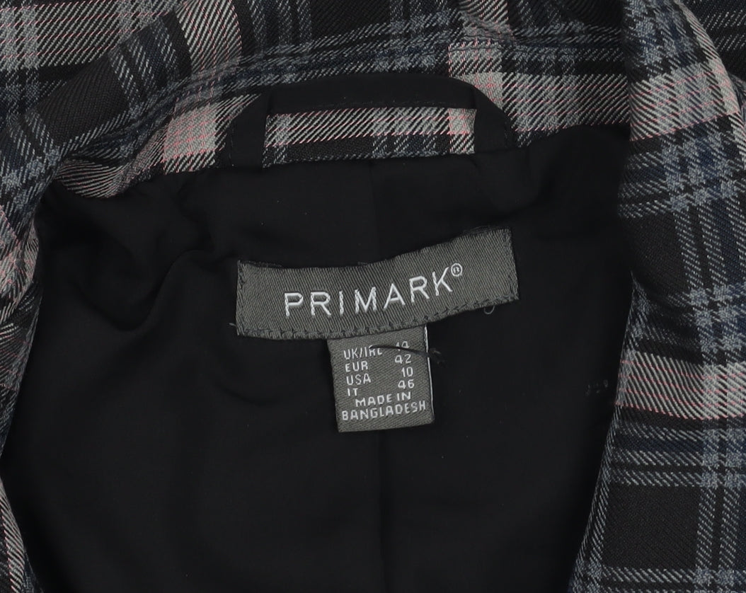 Primark Womens Multicoloured Plaid Cropped Suit Jacket Size 14