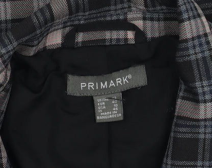 Primark Womens Multicoloured Plaid Cropped Suit Jacket Size 14