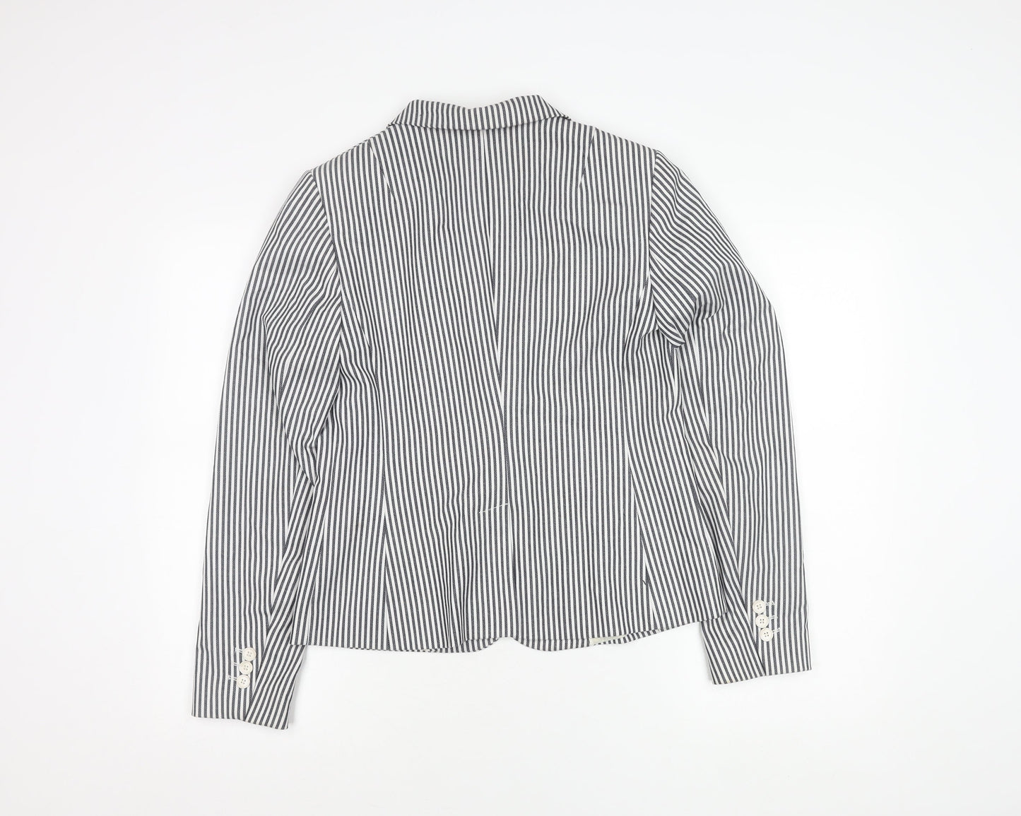 Banana Republic Women Black Striped Blazer Size 10 Classic Fit