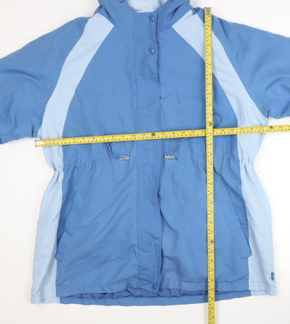 Bm Women’s Blue Hooded Parka Jacket Size L Polyester Winter Coat