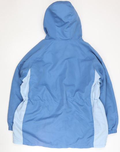 Bm Women’s Blue Hooded Parka Jacket Size L Polyester Winter Coat