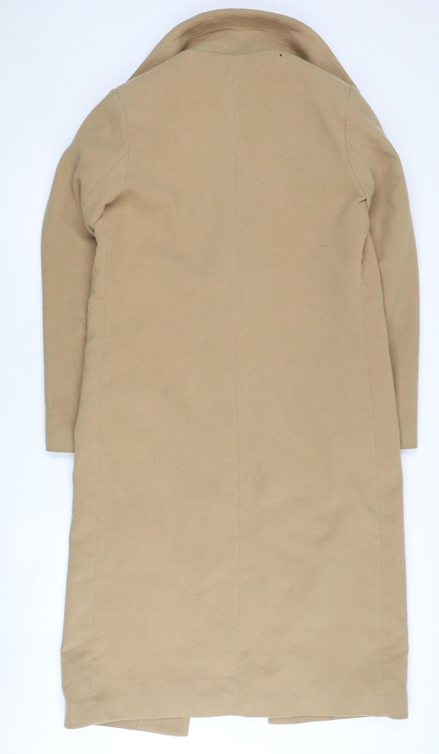 Missguided Womens Beige Long Overcoat Size 8 Regular Fit Lined