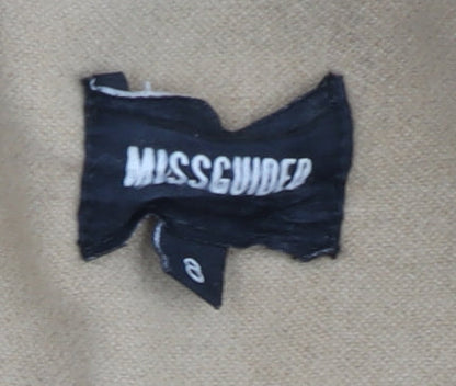 Missguided Womens Beige Long Overcoat Size 8 Regular Fit Lined