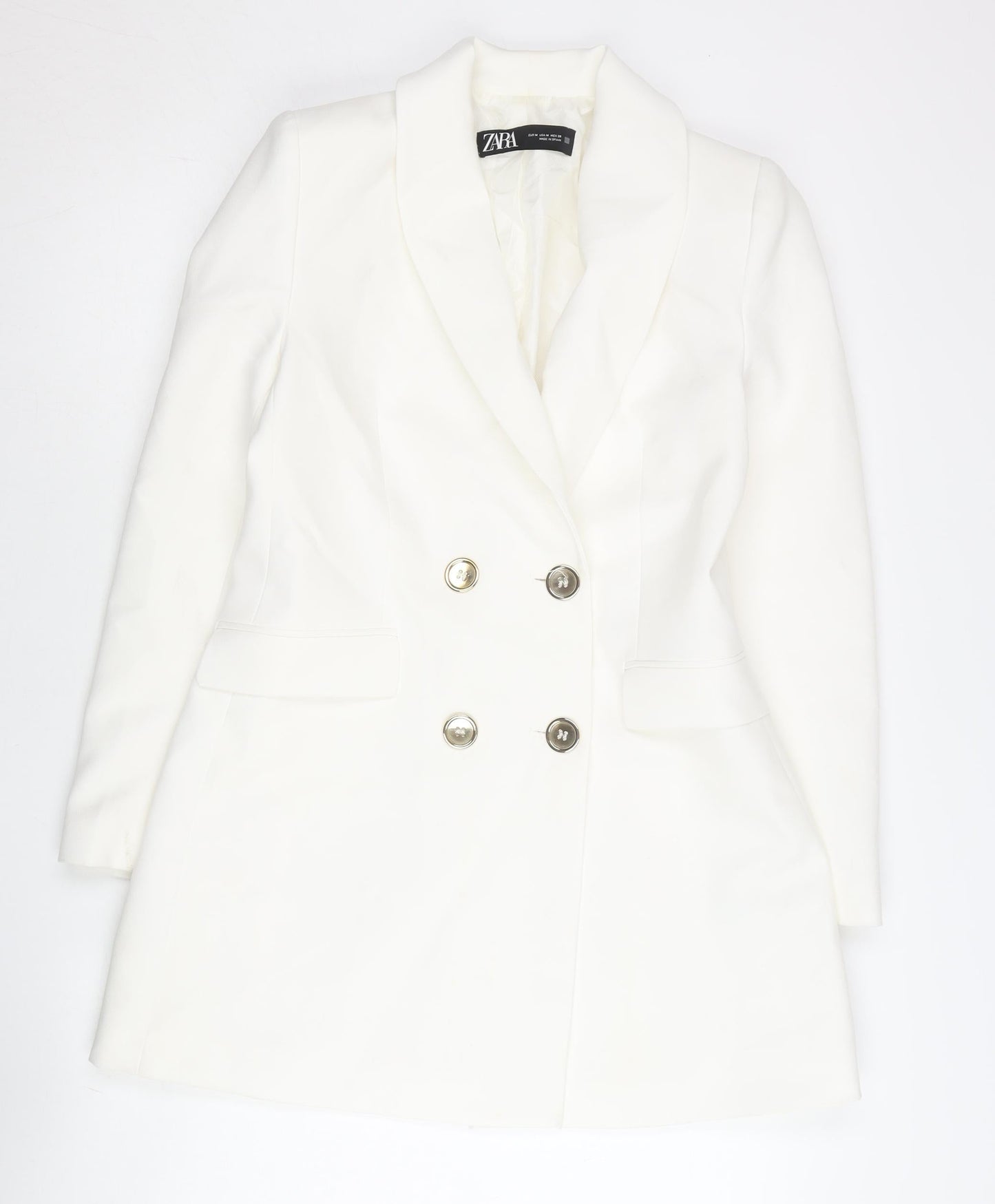 Zara Women’s White Double-Breasted Suit Jacket UK 12