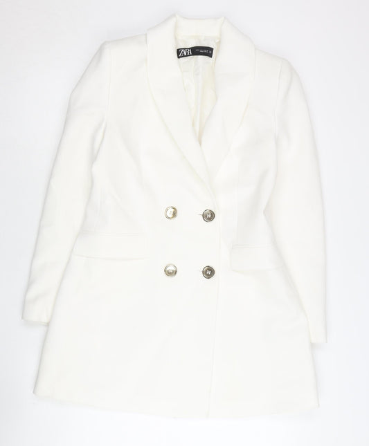 Zara Women’s White Double-Breasted Suit Jacket UK 12