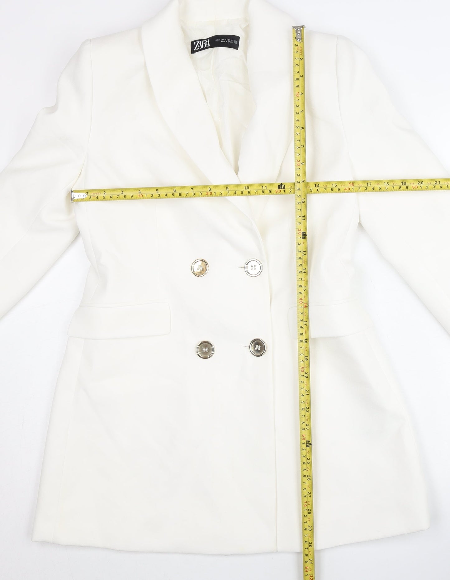Zara Women’s White Double-Breasted Suit Jacket UK 12