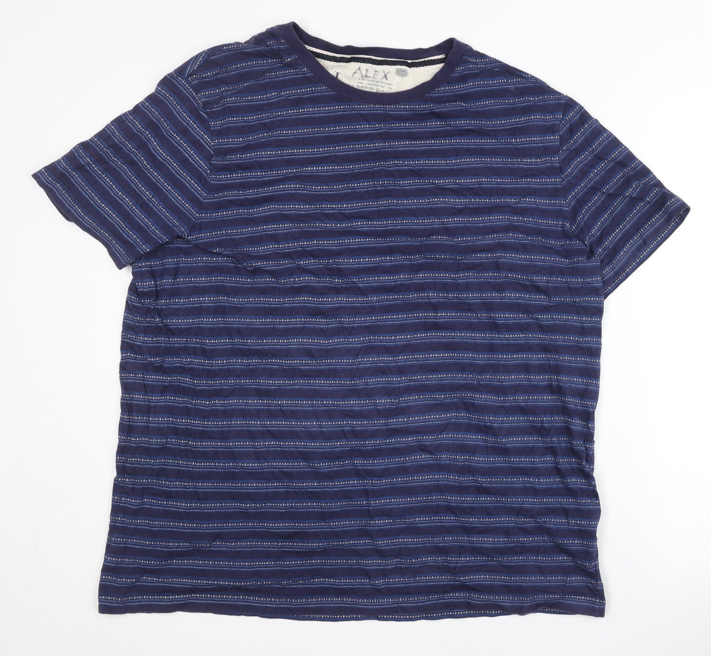 Jasper Conran Men’s Blue Striped Cotton Crew Neck T-Shirt XL