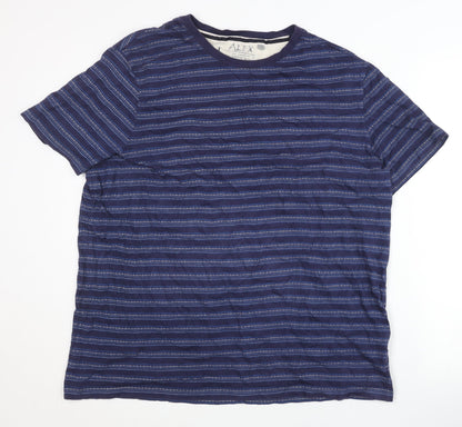 Jasper Conran Men’s Blue Striped Cotton Crew Neck T-Shirt XL