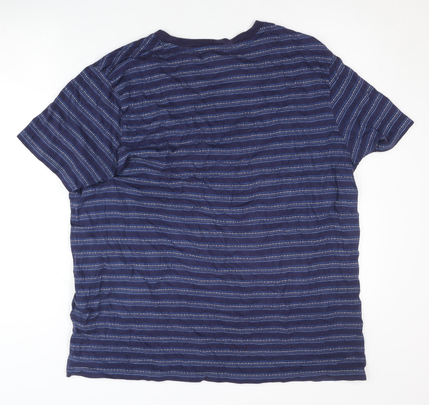 Jasper Conran Men’s Blue Striped Cotton Crew Neck T-Shirt XL