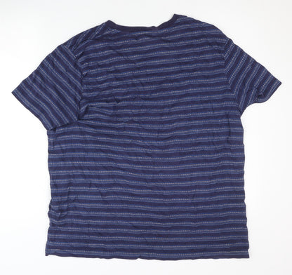 Jasper Conran Men’s Blue Striped Cotton Crew Neck T-Shirt XL