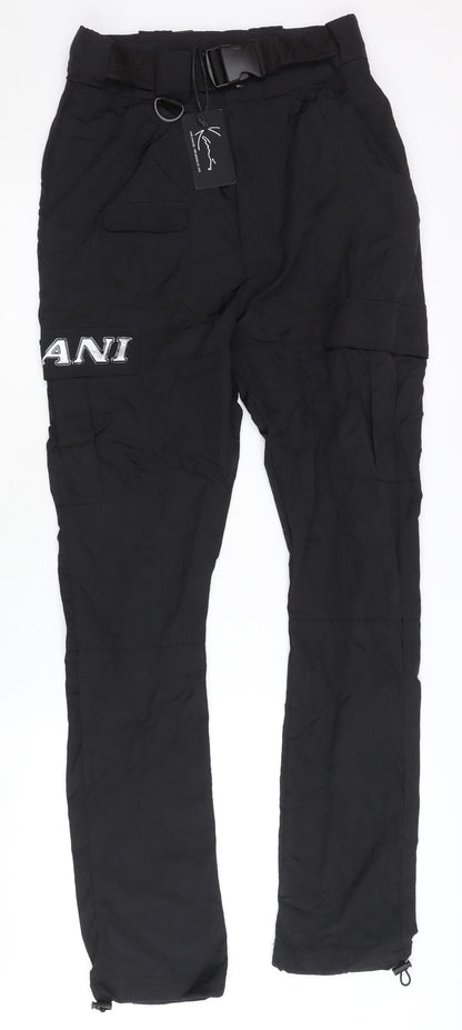Kani Womens Black XS Cargo Trousers Streetwear Belted