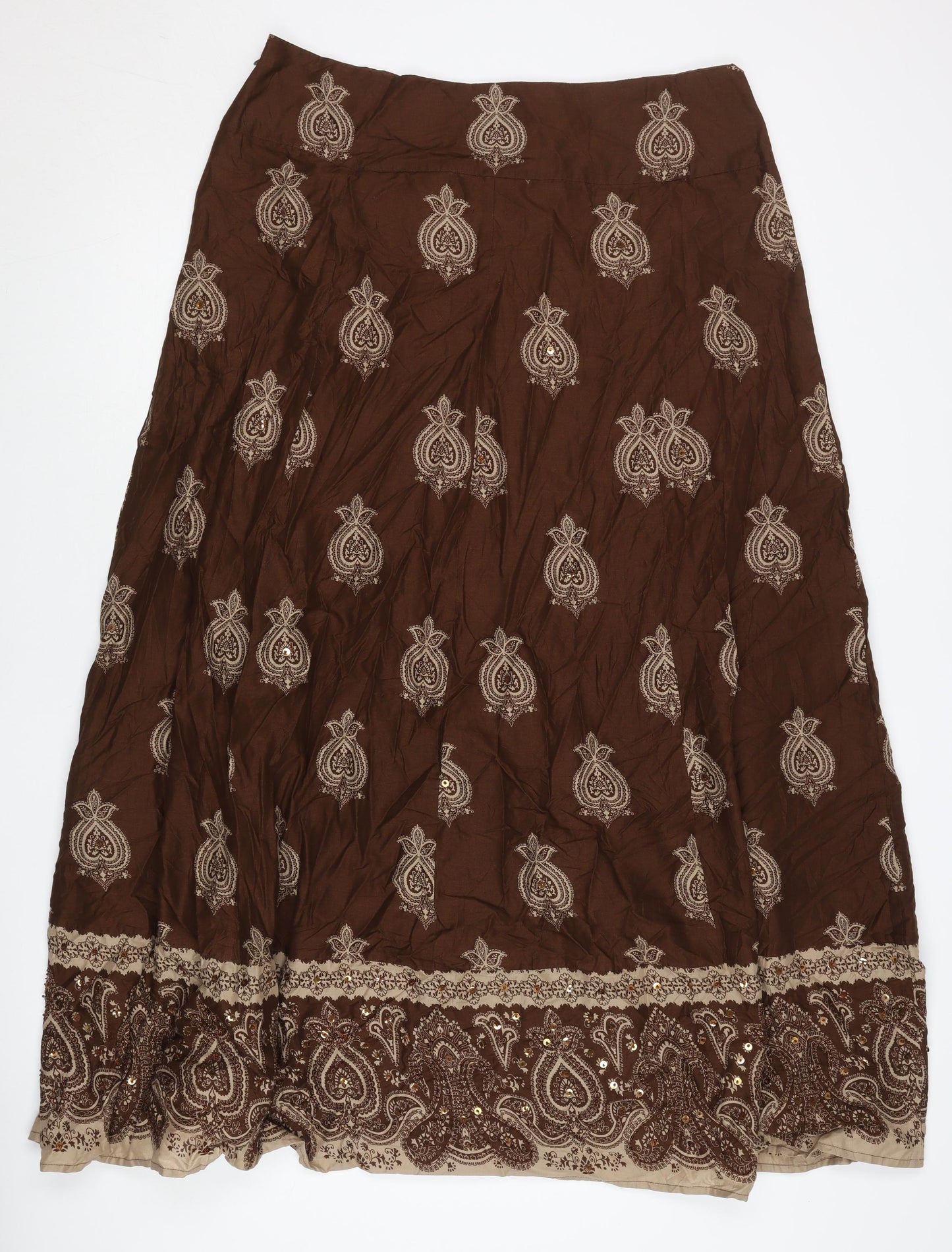 Long Tall Sally Women’s Brown Cotton A-Line Paisley Skirt Size 16