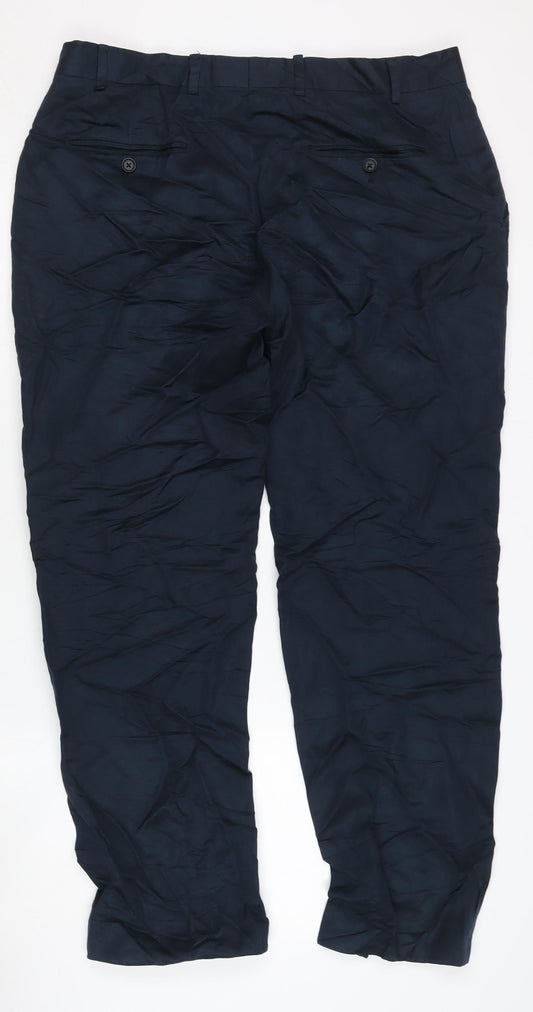 Jaeger Men’s Blue Linen Lyocell Dress Pants 36R Straight Leg