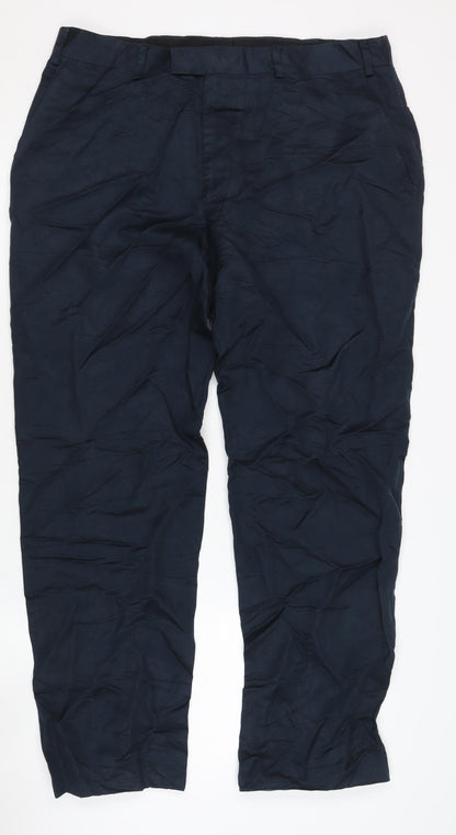 Jaeger Men’s Blue Linen Lyocell Dress Pants 36R Straight Leg