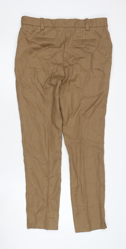 Next Women Brown Wool Blend Dress Pants Size 12 Tall Straight Leg