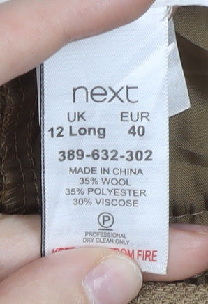 Next Women Brown Wool Blend Dress Pants Size 12 Tall Straight Leg