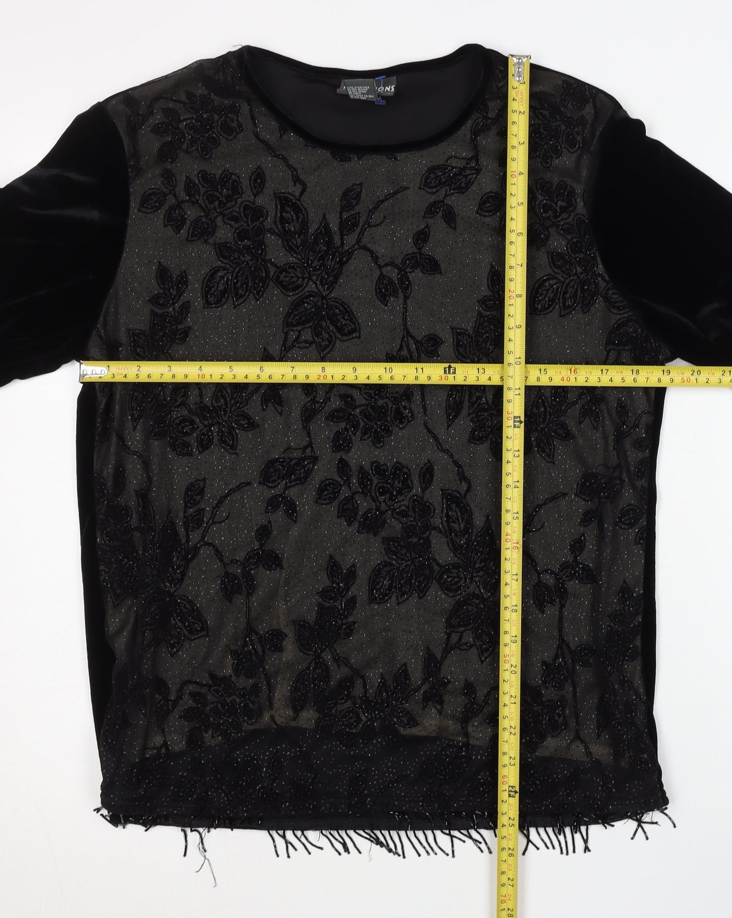 Notations Womens Black Velvet Floral Embroidered Cape L Party Evening