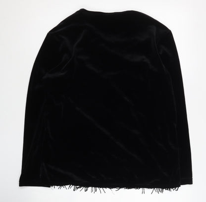 Notations Womens Black Velvet Floral Embroidered Cape L Party Evening