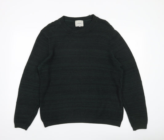 Topman Men’s Green Cotton Blend Pullover Jumper Size L Crew Neck