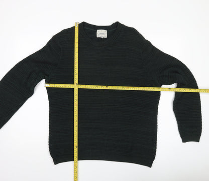 Topman Men’s Green Cotton Blend Pullover Jumper Size L Crew Neck