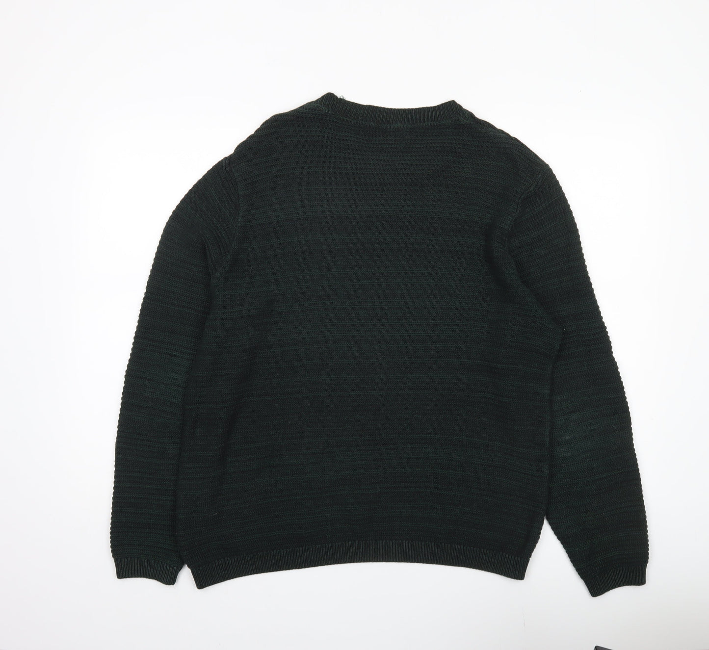 Topman Men’s Green Cotton Blend Pullover Jumper Size L Crew Neck
