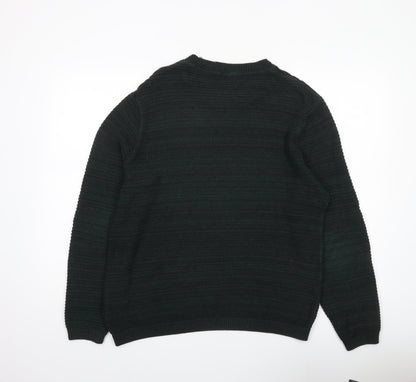 Topman Men’s Green Cotton Blend Pullover Jumper Size L Crew Neck