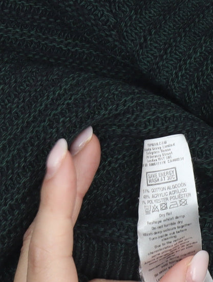 Topman Men’s Green Cotton Blend Pullover Jumper Size L Crew Neck