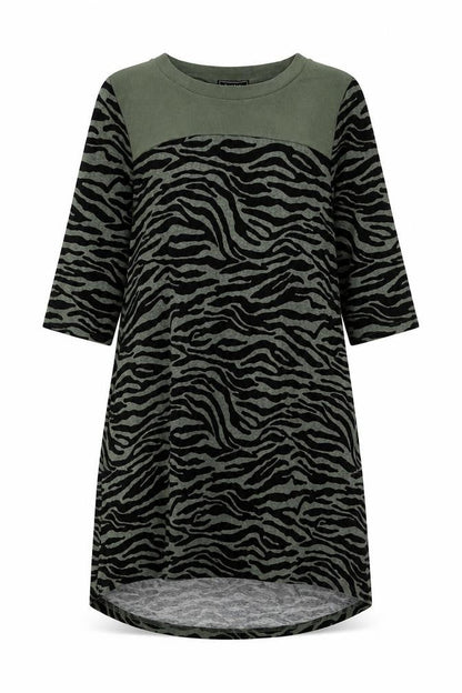 Izabel London Women’s Green Animal Print Shift Dress Size 10 Hi-Low