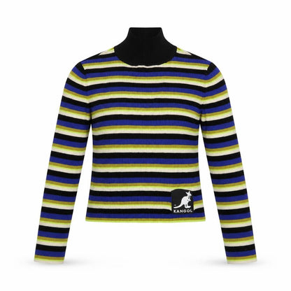 Kangol x H&M Womens Multicoloured Stripe Mock Neck Knit Jumper Size S