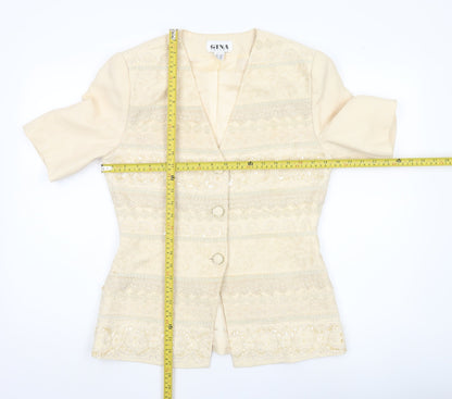Gina Tricot Women’s Beige Short Sleeve Jacquard Suit Jacket Size 12