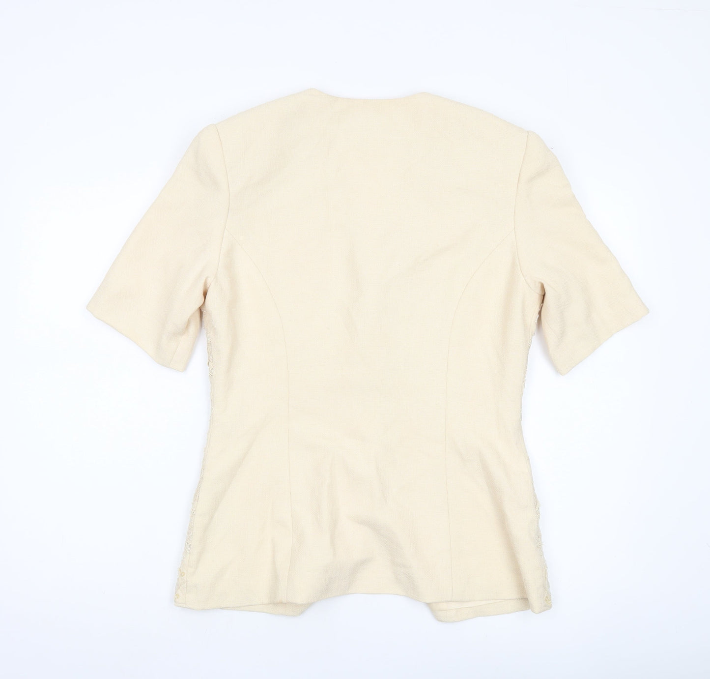 Gina Tricot Women’s Beige Short Sleeve Jacquard Suit Jacket Size 12