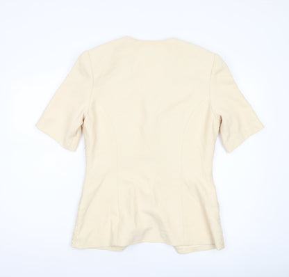 Gina Tricot Women’s Beige Short Sleeve Jacquard Suit Jacket Size 12