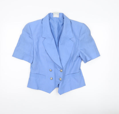 Jacques Vert Women’s Blue Short Sleeve Double Breasted Suit Jacket Size 12