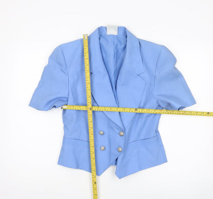 Jacques Vert Women’s Blue Short Sleeve Double Breasted Suit Jacket Size 12