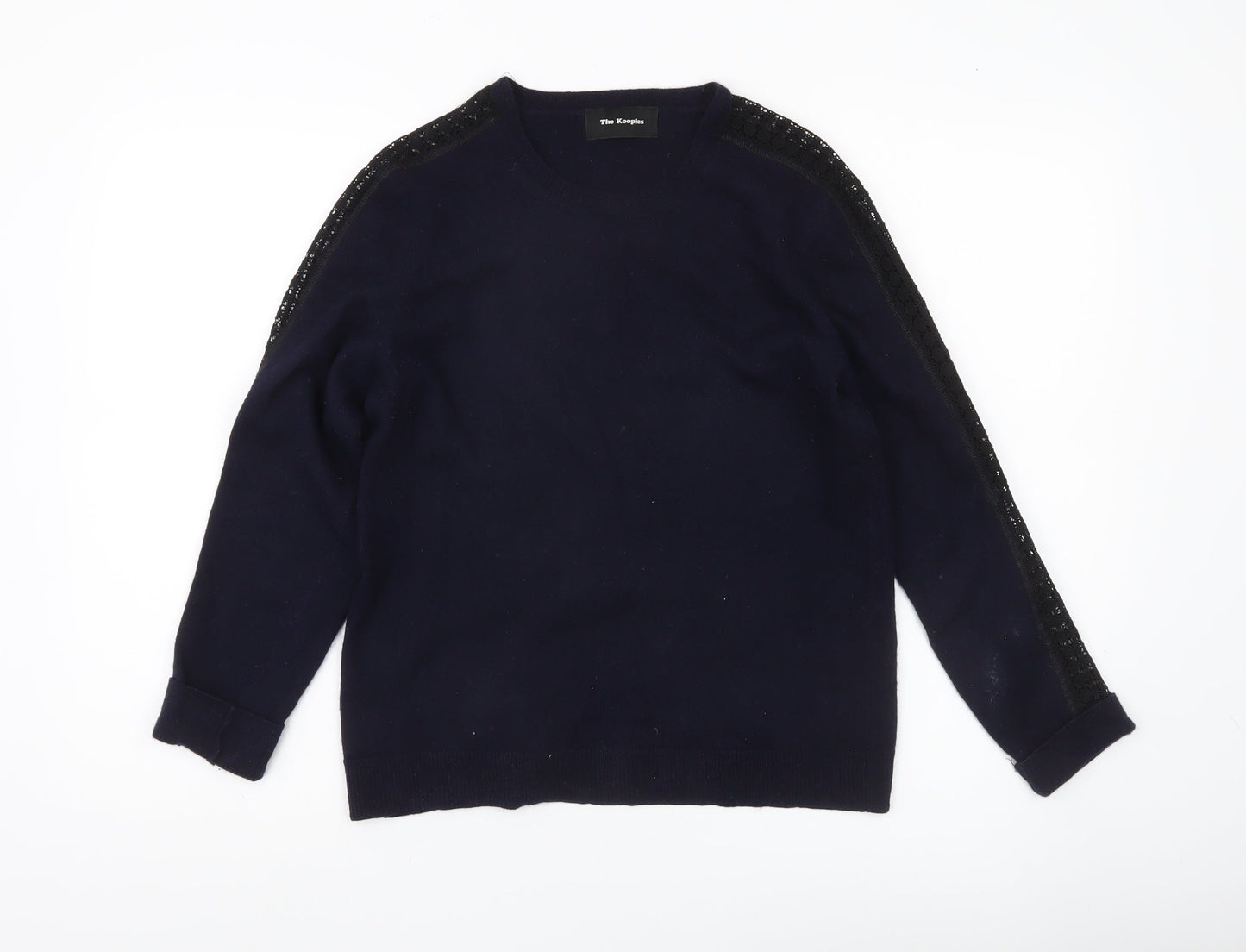 The Kooples Womens Blue Wool Cashmere Lace Pullover XS