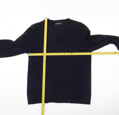 The Kooples Womens Blue Wool Cashmere Lace Pullover XS