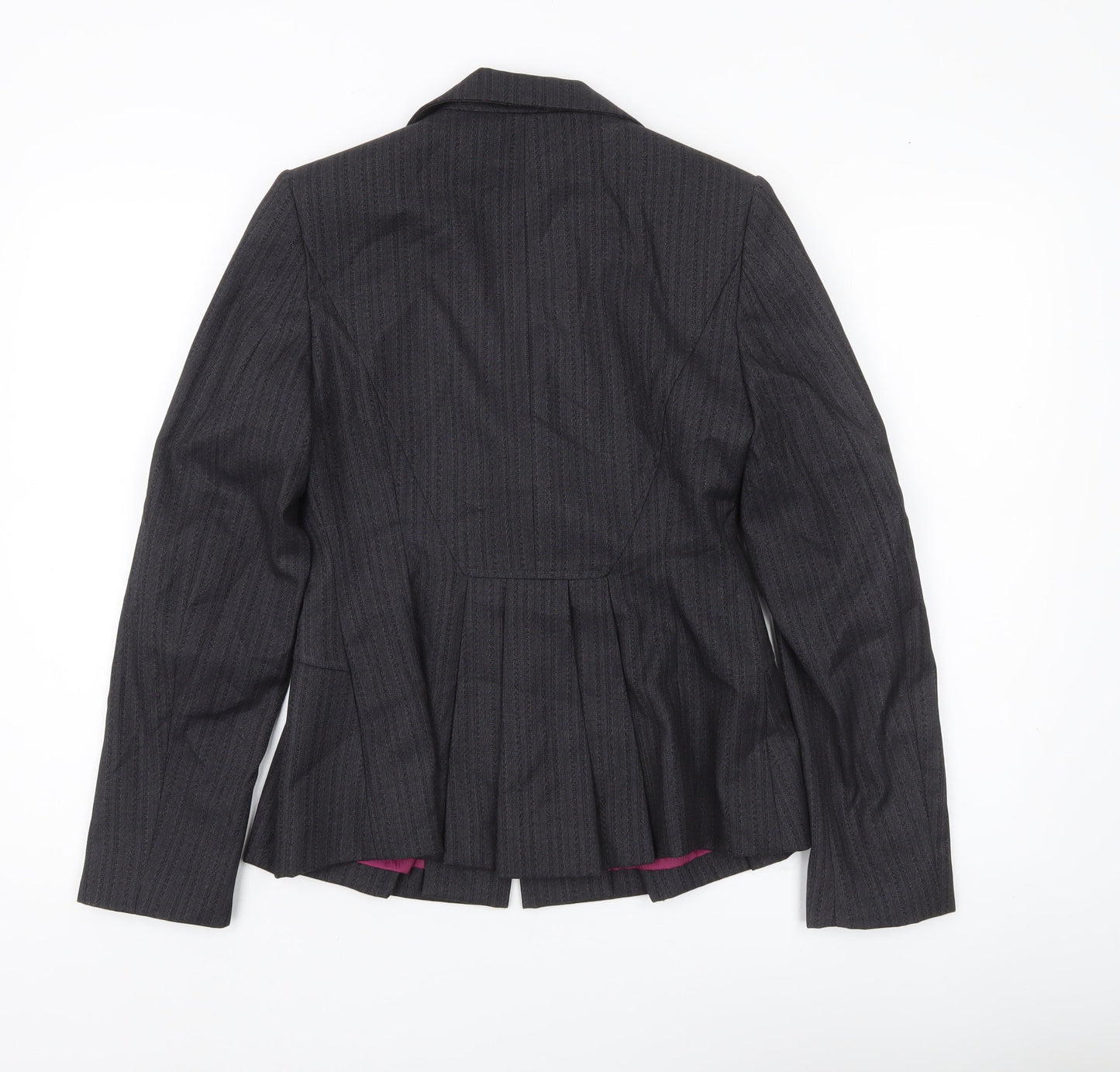 Next Women’s Grey Pinstripe Suit Jacket Size 8 Petite Tailored Formal