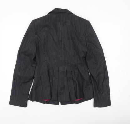 Next Women’s Grey Pinstripe Suit Jacket Size 8 Petite Tailored Formal
