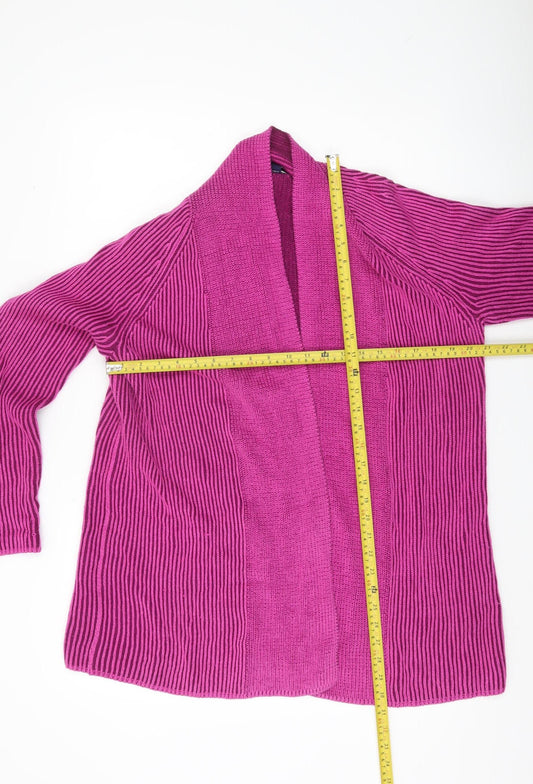 Lands' End Women's Pink Cotton Open Cardigan Size S Knit Long Sleeve