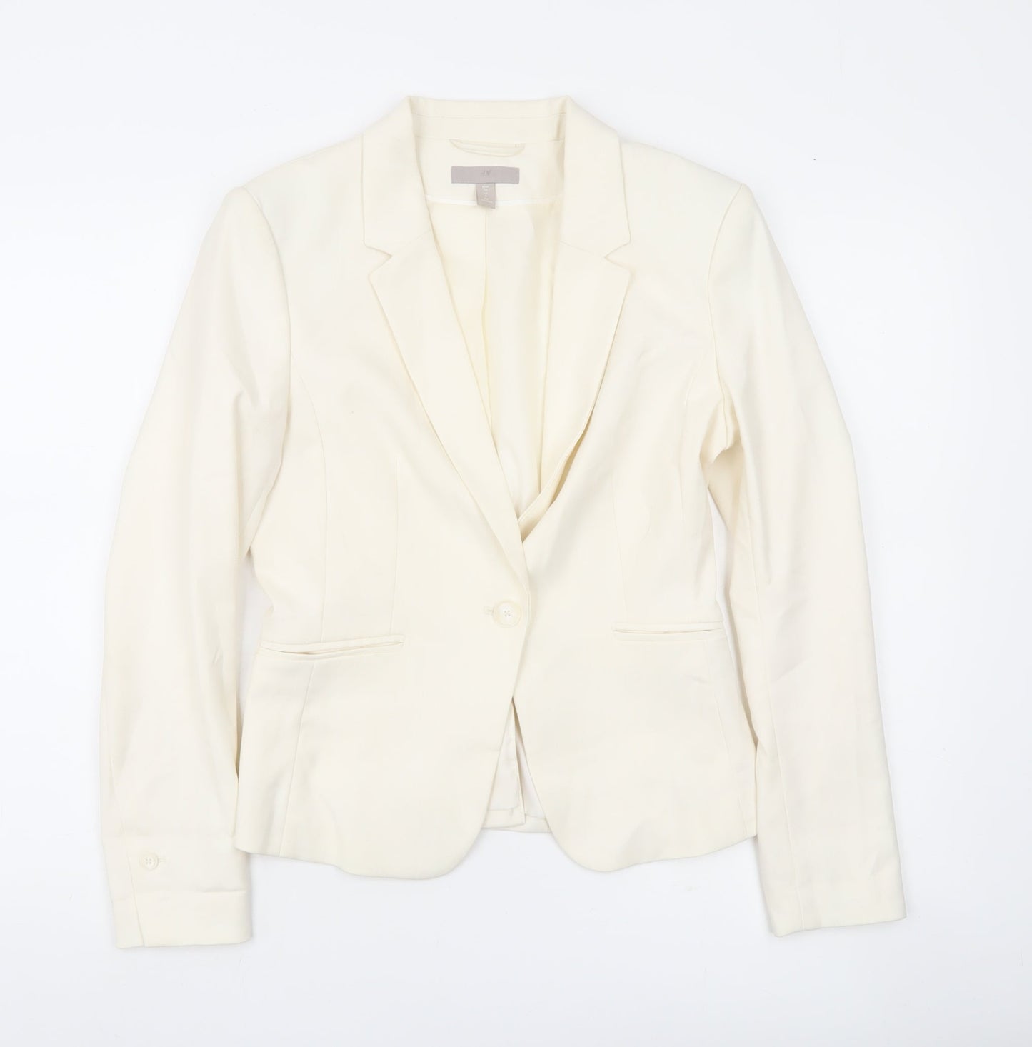 H&M Women’s Ivory Tailored Blazer Jacket UK 8 Workwear One-Button