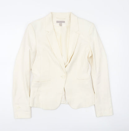 H&M Women’s Ivory Tailored Blazer Jacket UK 8 Workwear One-Button