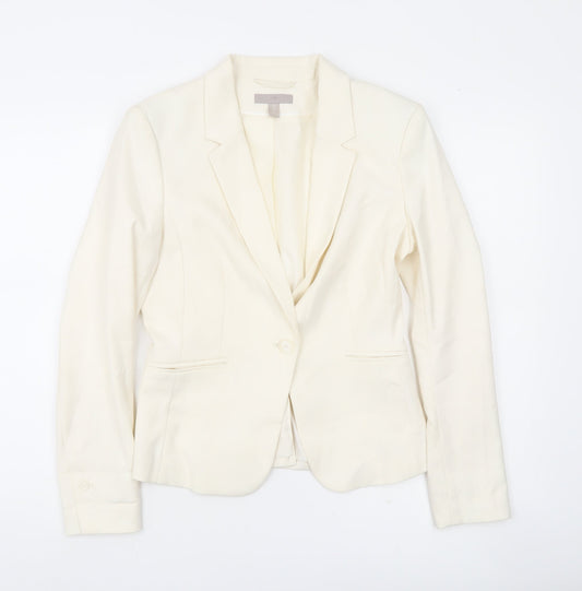 H&M Women’s Ivory Tailored Blazer Jacket UK 8 Workwear One-Button