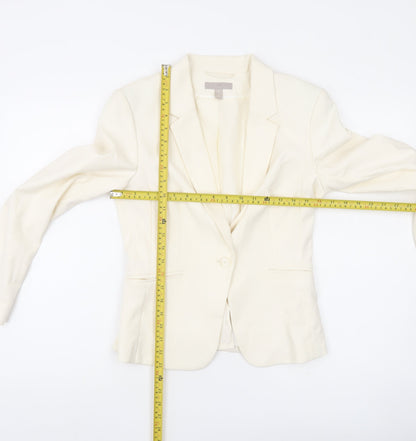 H&M Women’s Ivory Tailored Blazer Jacket UK 8 Workwear One-Button