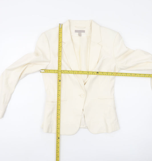 H&M Women’s Ivory Tailored Blazer Jacket UK 8 Workwear One-Button