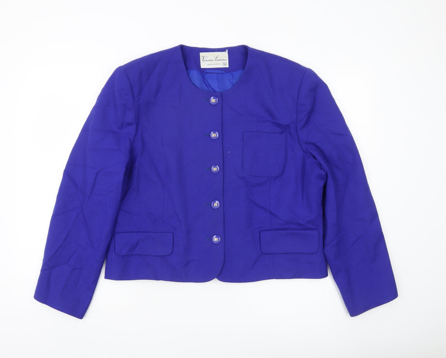 Vivienne Lawrence Women’s Blue Wool Suit Jacket Size 16