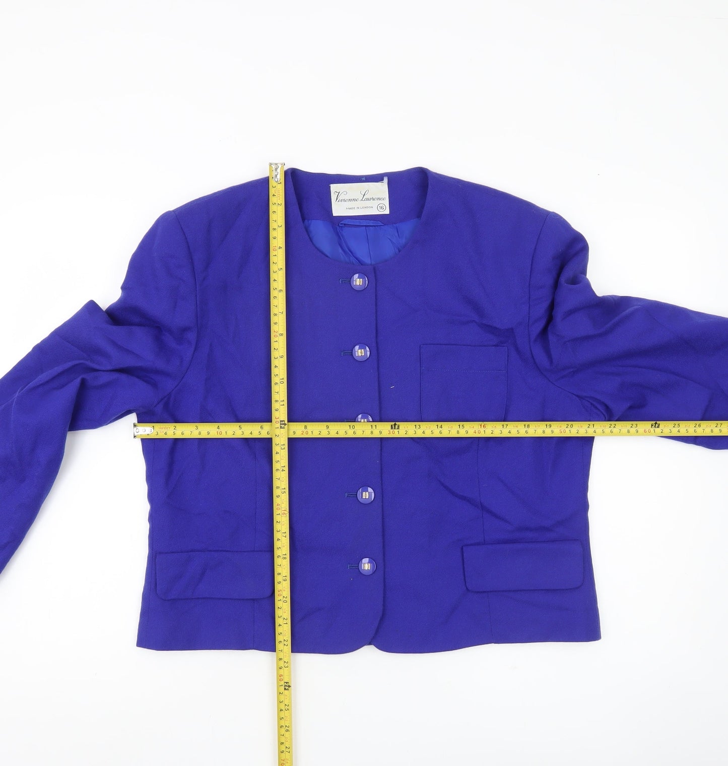 Vivienne Lawrence Women’s Blue Wool Suit Jacket Size 16