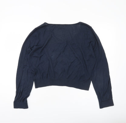 Edina Ronay Women’s Blue Lace Button Cardigan UK 16 XL Scoop Neck