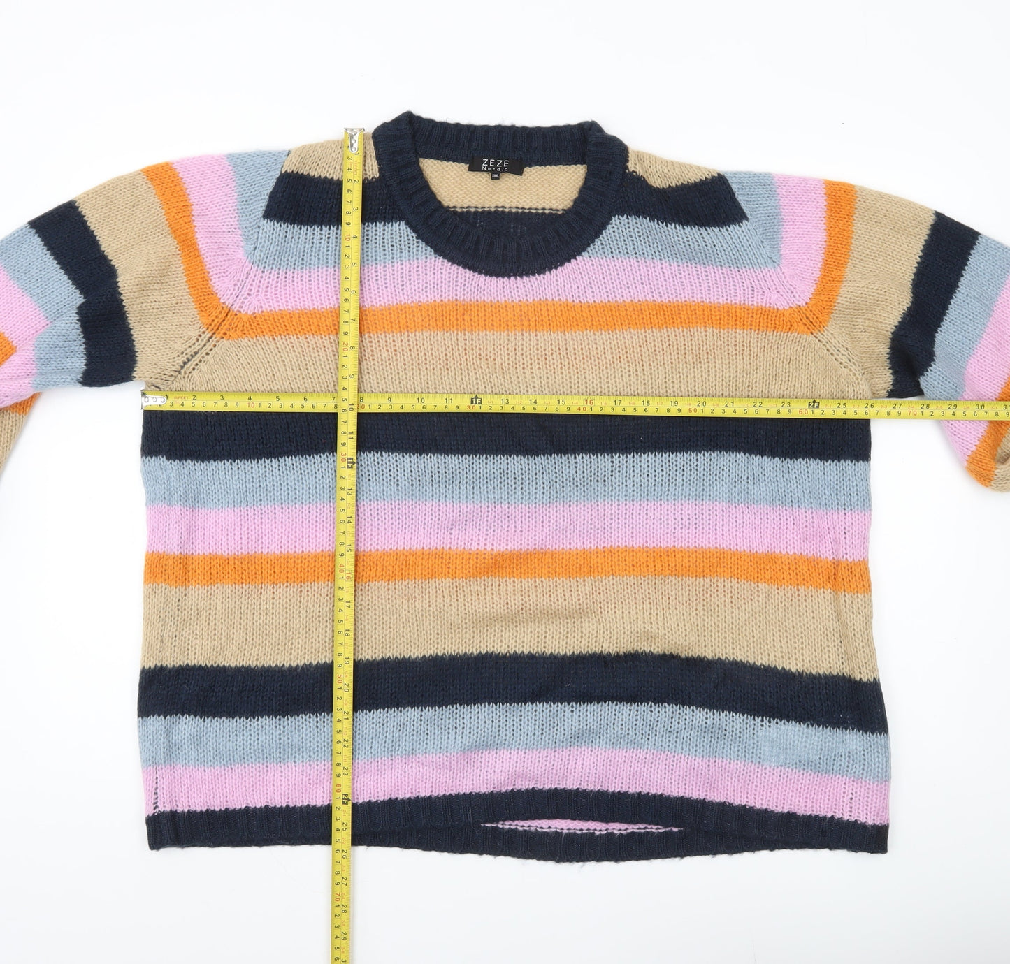 Ze-Ze Nordic Womens 3XL Multicoloured Striped Knit Jumper Pullover
