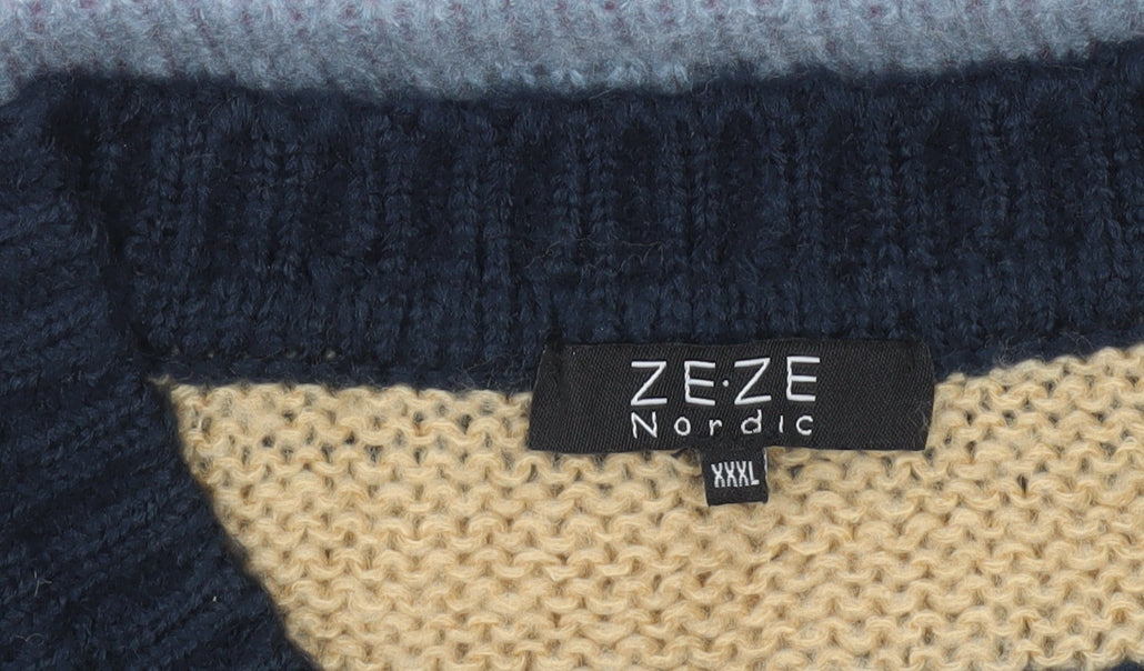 Ze-Ze Nordic Womens 3XL Multicoloured Striped Knit Jumper Pullover